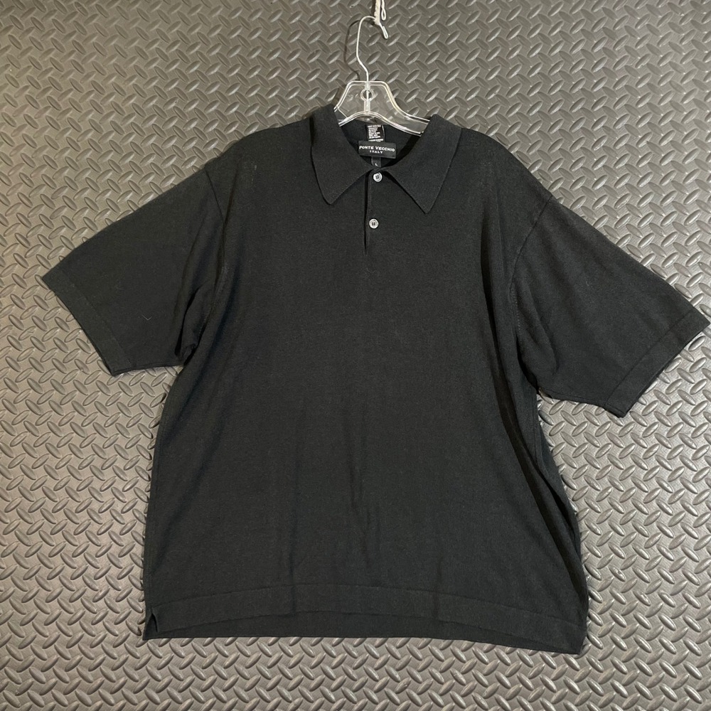 Ponte Vecchio Black Polo Made‎ In Italy Shirt Men's Size Large Preppy Casual